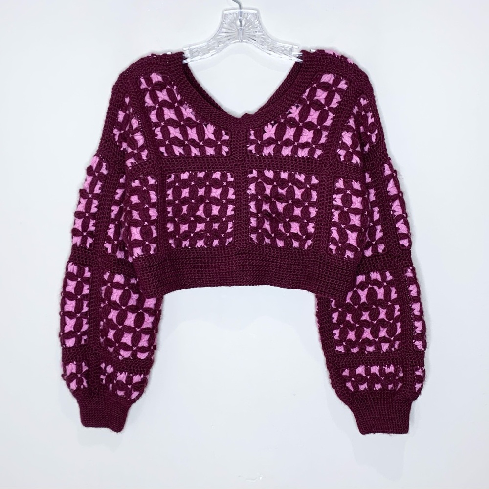 PROCHE Studios Bastidor Baby Alpaca Crochet Cardigan (Sz S/M) Reversible Cropped - Picture 12 of 16